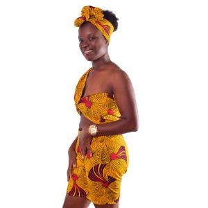 Conjunto Short Kente y Blusa sola manga